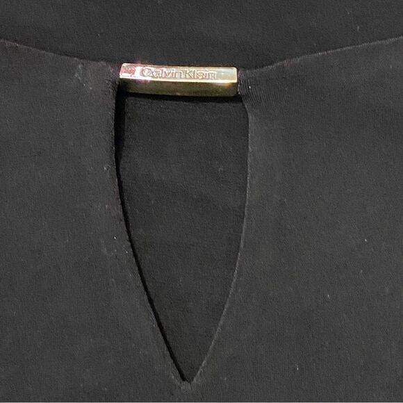 Calvin Klein Black Petal Sleeve Blouse Round Neck With Keyhole Women's Size M/L - Picture 5 of 12